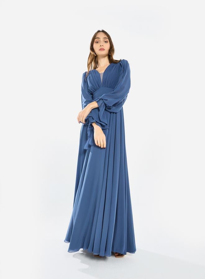 House of Moda Women Pleated Chiffon Maxi Dress - Image 3